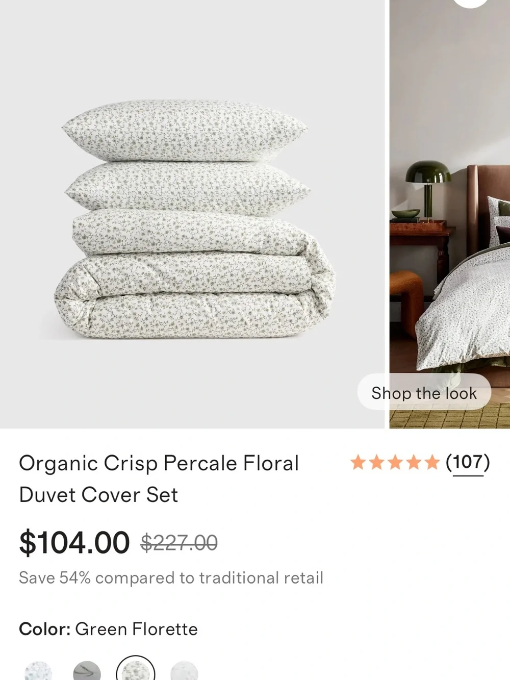 NWOT Quince Organic Crisp Percale Duvet Set - Retail $104